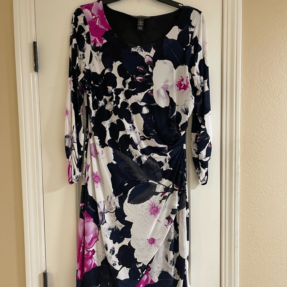 Large INC International Concepts Floral Pink and Navy Blue Dress